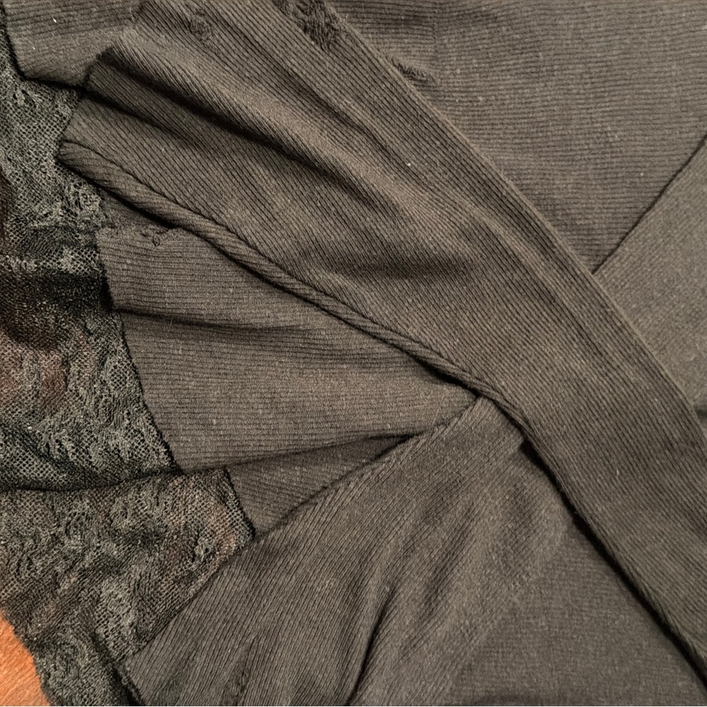Free People Dark Gray Lace Long Sleeve Top - Picture 7 of 11